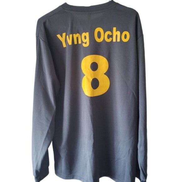 Glimmer Active Wear Men's Long Sleeve Gray Jersey Bullet Front - Yvng Ocho, Back - Picture 3 of 4